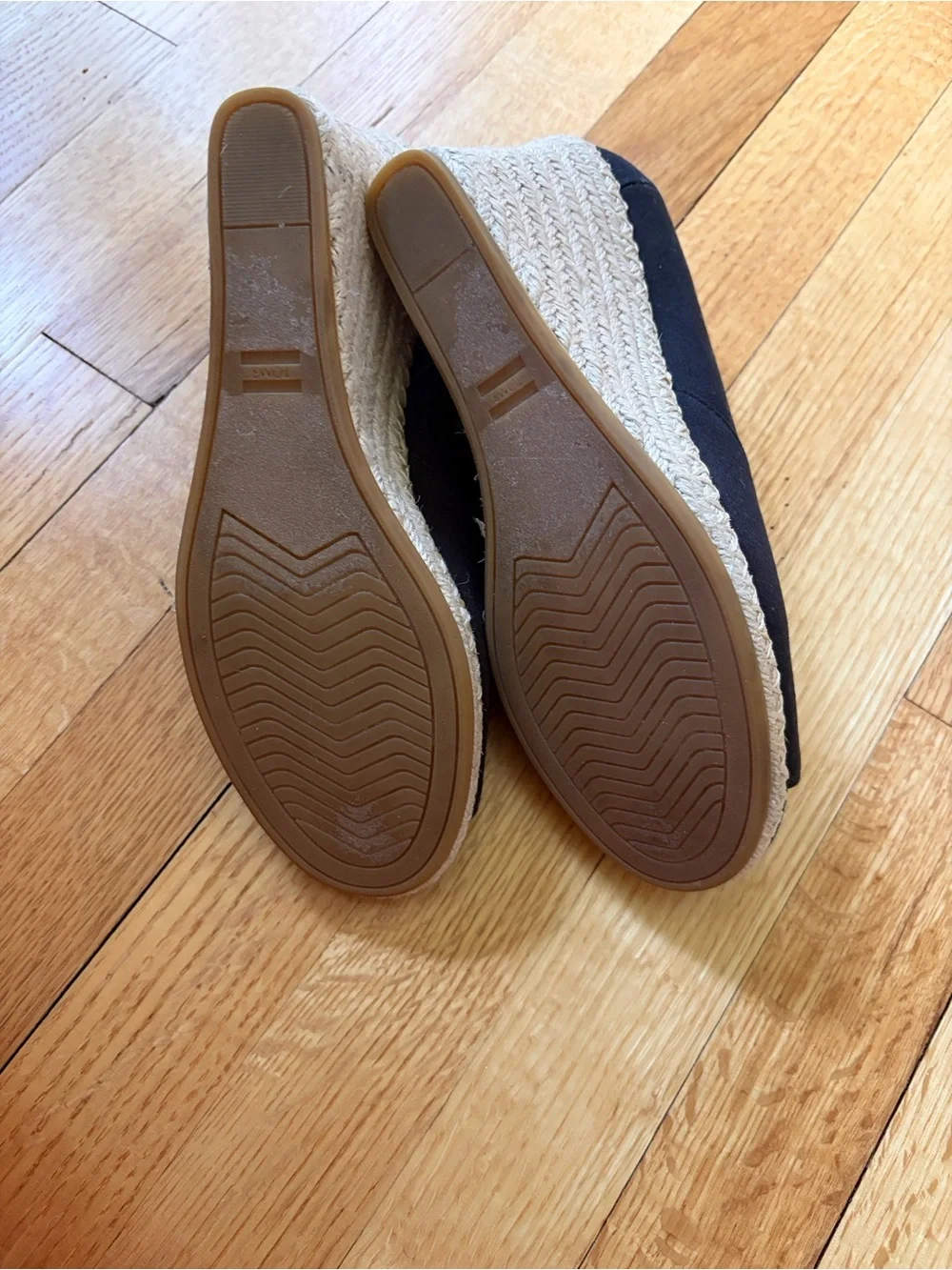 Toms Black Canvas Wedge-Heel Espadrilles